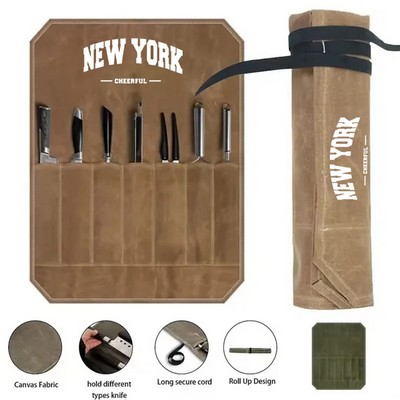 Chef Camping Portable Wet Wax Canvas Knife Storage Bag