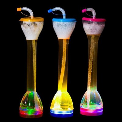 17 oz Gowing LED Flashing Yard Cup Glass Bottle with Straw