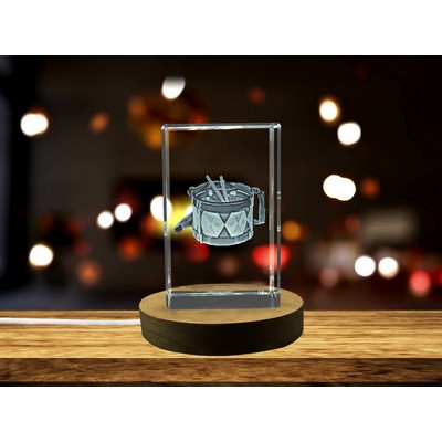 Circus Drum Engraved Crystal Trophy Award w/LED Base for Drum Enthusiasts