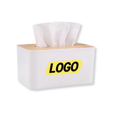 Plastic Tissue Box With Solid Wood Lid