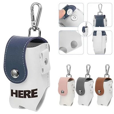 Leather Portable Golf Ball Bag with with Hooks and 4 Ball Slots