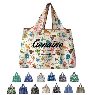 Reusable Foldable Shopping Bag with Long Handle