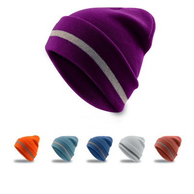 Reflective Stripe Knit Beanie