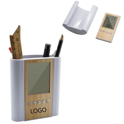 Environmentally Friendly Multifunctional Alarm Clock Pen Holder