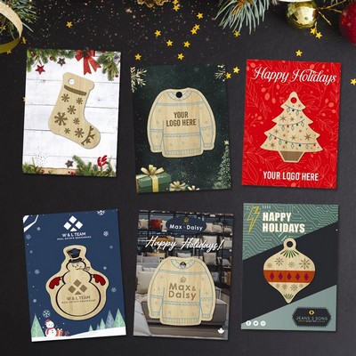 Thick Wood Holiday Ornaments with Backer Card