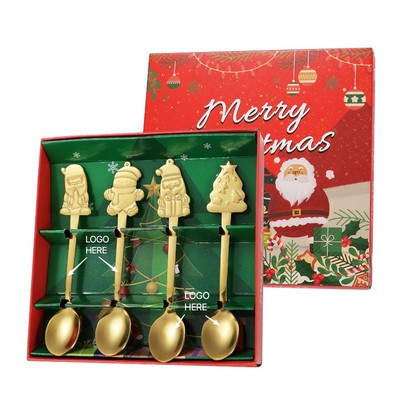 Christmas Stainless Steel Spoon Gift Set Gingerbread Coffee Spoon