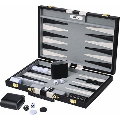 Premium PU Leather Backgammon & Chess Board Gift Set in Carry Case