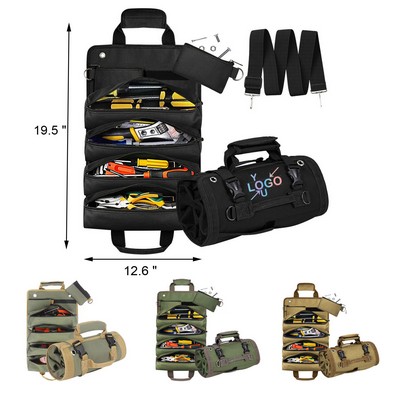Roll Up Tool Organizer with Removable Pouches