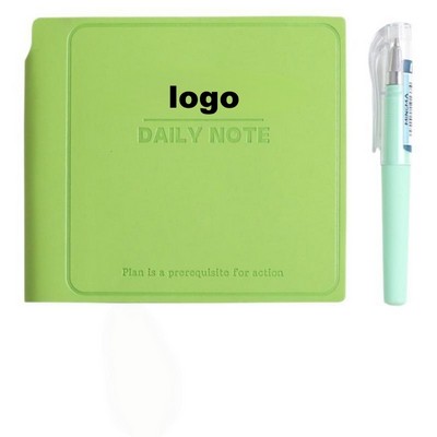 Mini Portable Daily Planner Compact Square Notebook with Pen Loop
