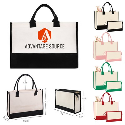 15 Oz. Canvas Shoulder Tote and Pouch Storage Set