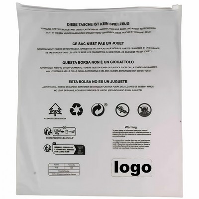 Clear Matte Zipper Garment Bag with Warning Print