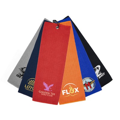 400GSM Waffle Texture Golf Towel With Hook-3 Holes