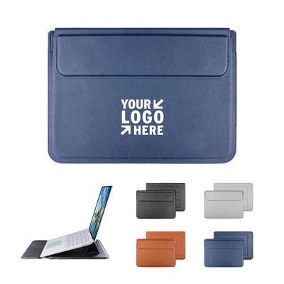 PU Leather Laptop Sleeve with Stand