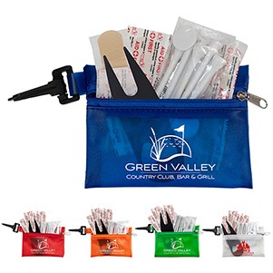 "FAIRWAY 13" 13 Piece Healthy Living Sun Kit Components inserted into Translucent Zipper Pack with C