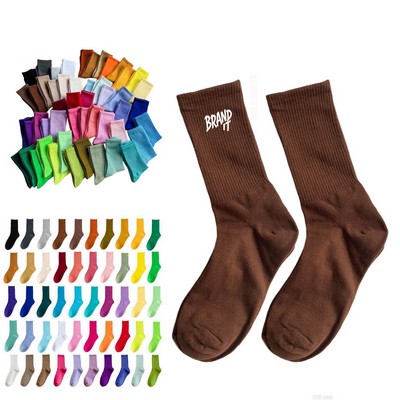 Embroidery Cotton Custom Dress Socks