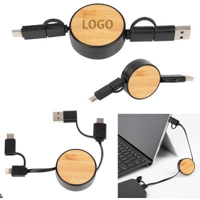 Bamboo Retractable 3" 1 Charging Cable