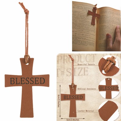 Cross-Shaped Leather Bookmark