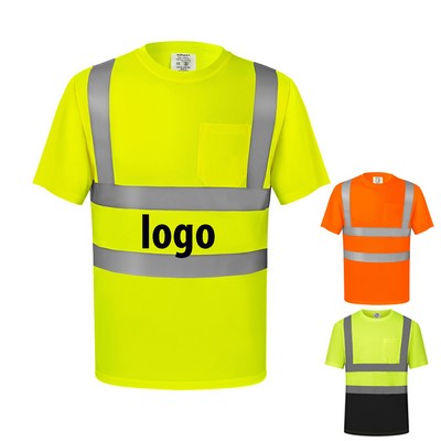 High-Visibility Polyester Reflective Short Sleeve Crew Neck Tee