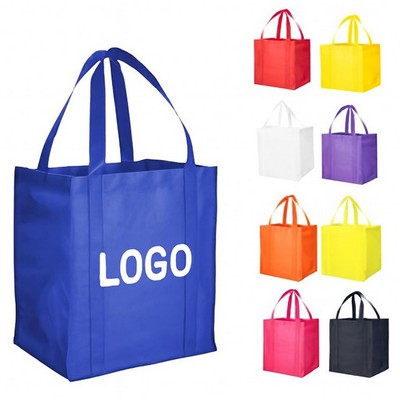 13" x 12" x 8" Eco-Friendly 80g Non-Woven Reusable Shopping Tote Bag with Reinforced Handles