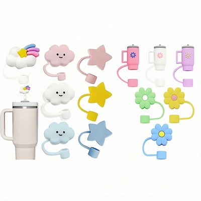 Cartoon Star Cloud Silicone Straw Covers Dust Protectors