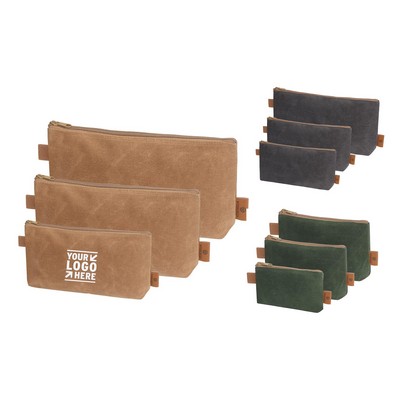 3 Pack 16OZ 5.7/6.7/12.3" Waxed Canvas Zipper Bag Pouches Small Tool Organizer