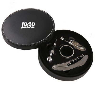 PU Red Wine Bottle Opener Stopper Set