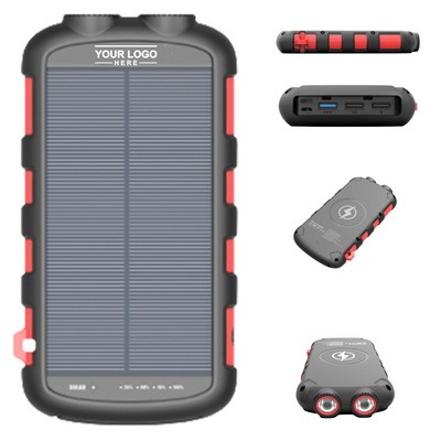 20000mAh Solar Power Bank with Wireless Charging and Flashlight