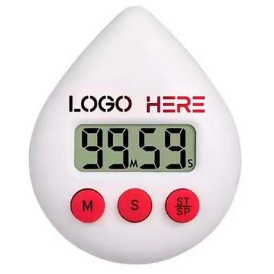 Compact Digital LCD Droplet Shape Kitchen and Study Timer