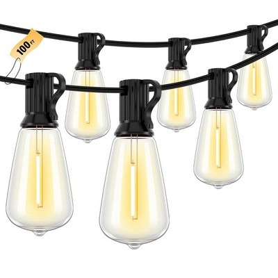 100' Outdoor String Lights - 52 Shatterproof Edison Bulbs