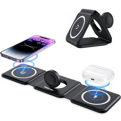 Magnetic Foldable 3" 1 Fast Charging Wireless Charger