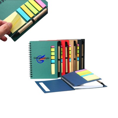 Spiral Notebook With Ball Pen and Sticky