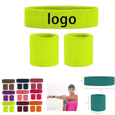 Three-Piece Sports Headband and Wristband Set