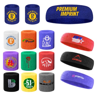 Sweatband Headband & Wristband Combo