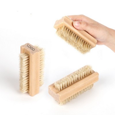 Boar Bristle Nail Cleaning Brush Hemu Wood Manicure Dust Removal Tool