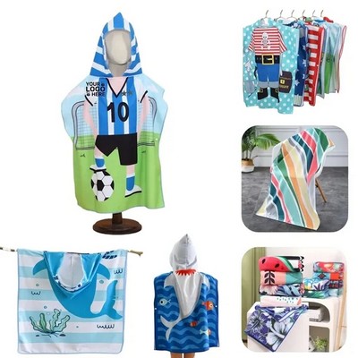 Kids Hooded Microfiber Poncho Towel