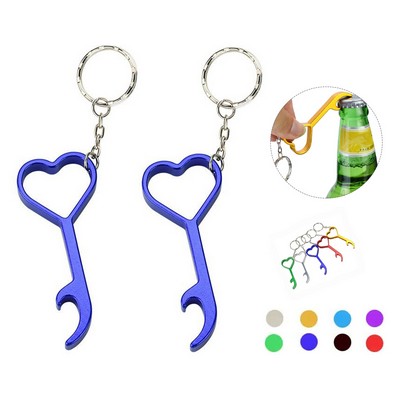 Aluminum Heart-Shaped Bottle Opener Keyring