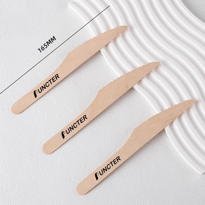 6.5" L Disposable Wooden Knifes Natural Wooden Utensils