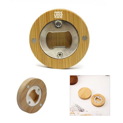 Round Bamboo Opener With Wine Stopper