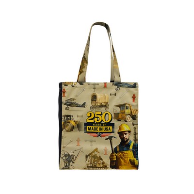 Printed Long Handle Zip Top Full Bleed Gusset Tote Bag