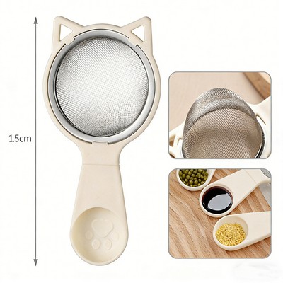 Stainless Steel Fine Mesh Strainer with Handle & Measuring Spoon, Soy Milk Filter Sieve