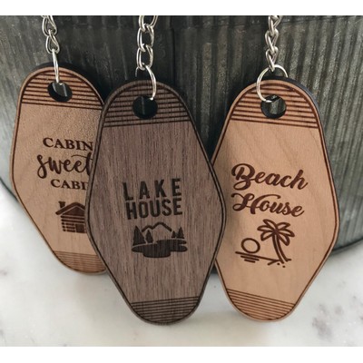 Wood Motel Keychain