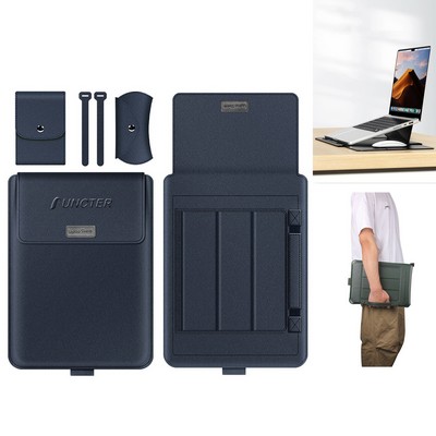 15" PU Leather Laptop Bag W/Stand and Mouse