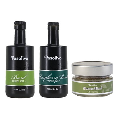 Basil Olive Oil, Raspberry Basil Vinegar & Tuscan Spice Blend