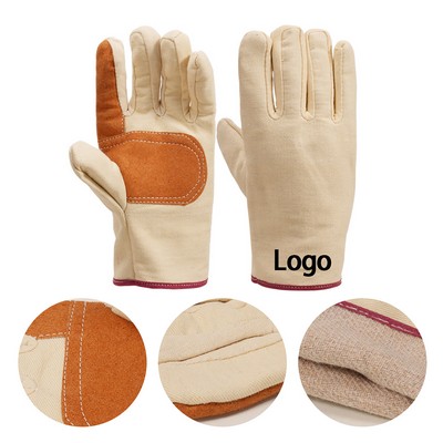 Leather Reinforced Palm Canvas Work Gloves