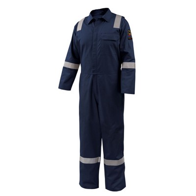 Black Stallion CF2118-NV 7 OZ FLAME-RESISTANT COTTON REFLECTIVE TAPE COVERALLS (NAVY)