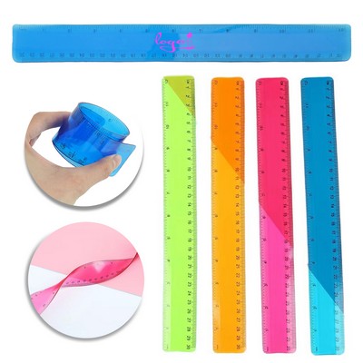 12-Inch Flexible Bendable Plastic Ruler, Dual Scale