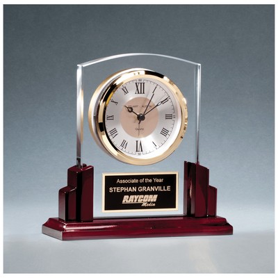 Glass Clock w/Rosewood High Gloss Base - CLK50