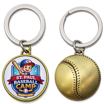 Baseball Shaped Metal Keychain
