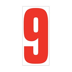 Red On White Number 9 Vinyl Sticker