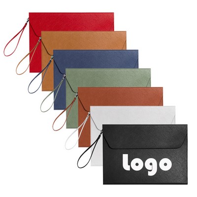 Professional Leather A4 Organizer: Zippered Document Pouch with Carry Handle